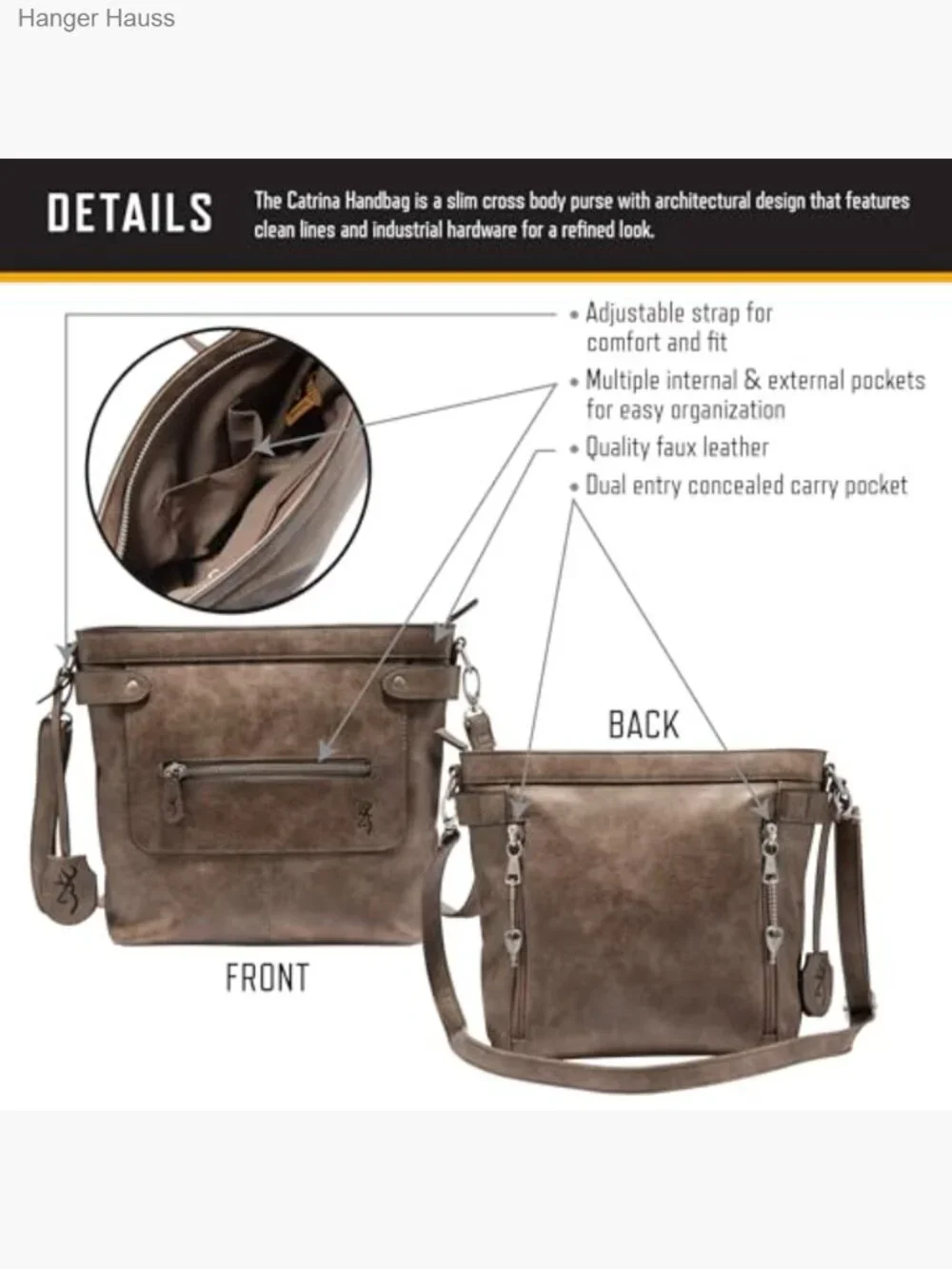 Concealed Carry Hobo Purse, Locking Holster Handbag